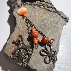 Long charm necklace. Handmade.